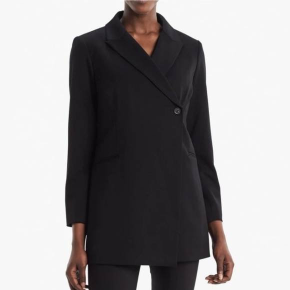 MM LaFleur Black Twill Blazer Business Office Tamar Longline Jacket Size 16 - Picture 3 of 13